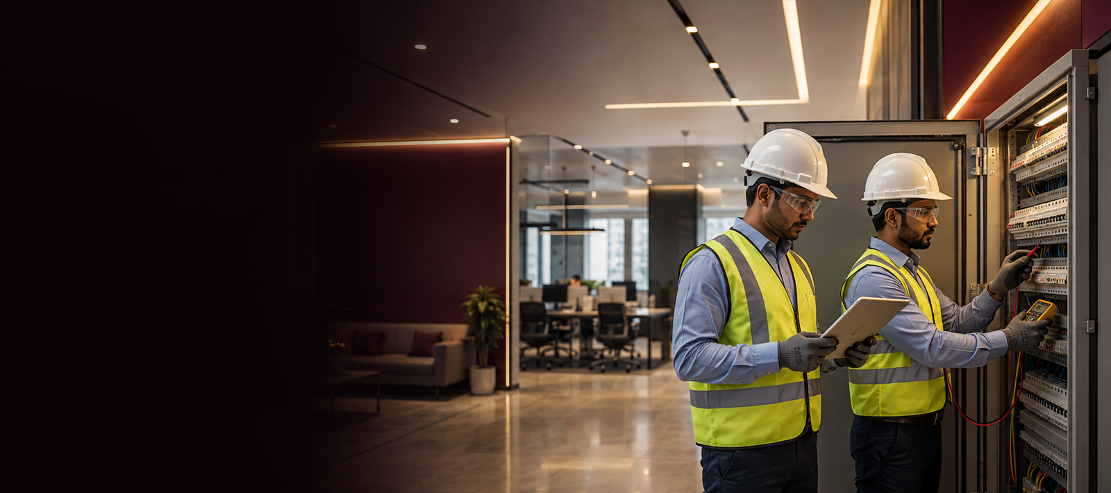 Electrical fit-out work in a commercial space in Mumbai