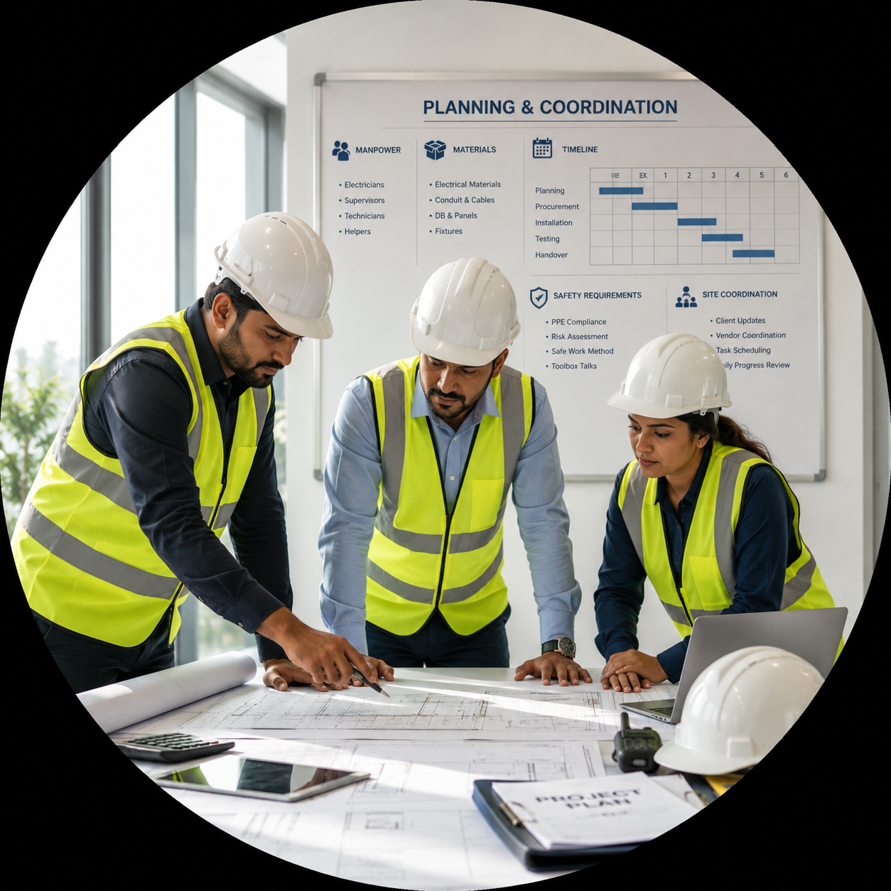 Commercial electrical installation across office, bank and retail projects