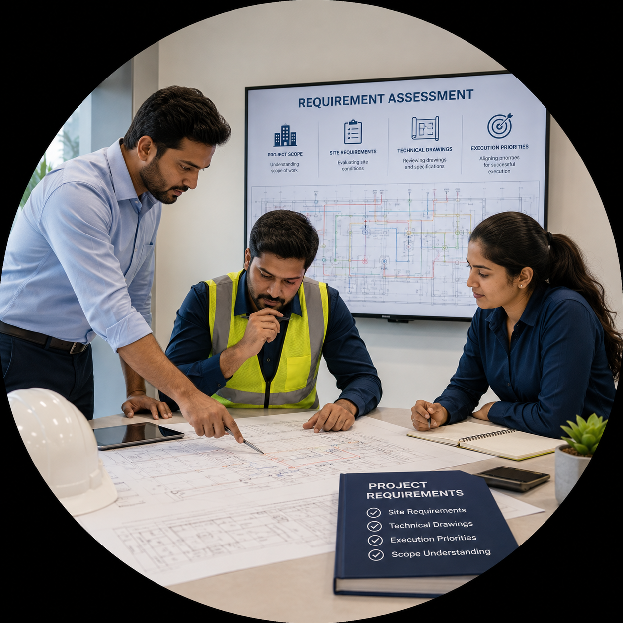 Commercial electrical installation process on site