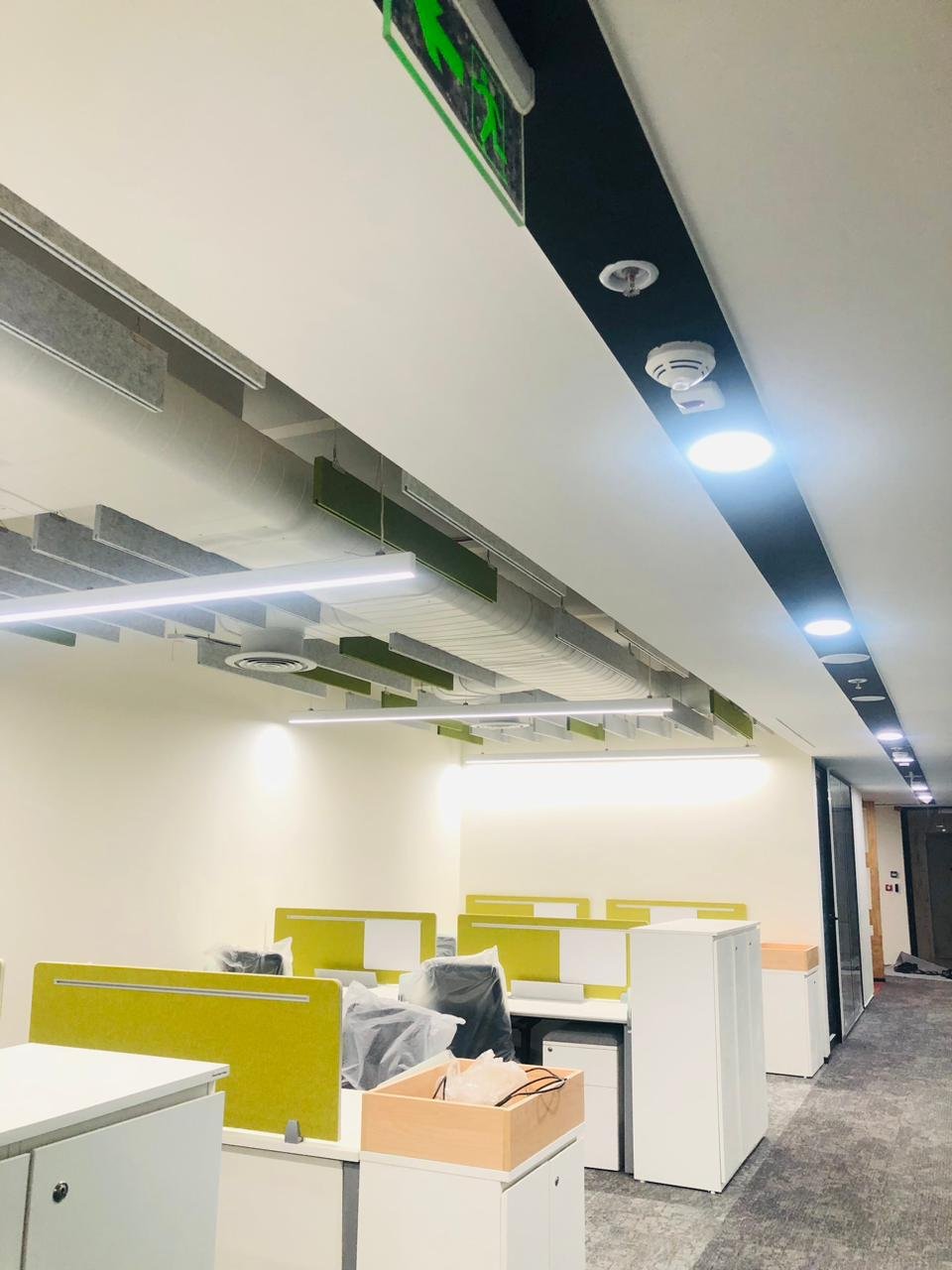 Commercial lighting installation site work by Ankit Electricals